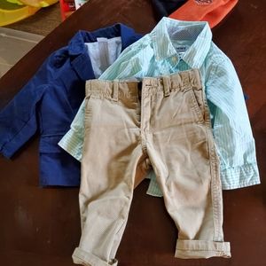 Carters blazer, carters button down, carters khaki